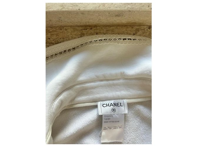 Camiseta sin mangas de algodón blanca Chanel Blanco - vista 5