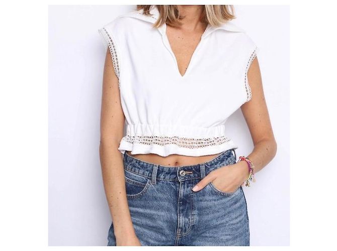 Camiseta sin mangas de algodón blanca Chanel Blanco - vista 9