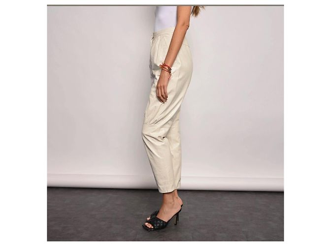 Chanel Leder Karottenhose Ecru Roh - Ansicht 11
