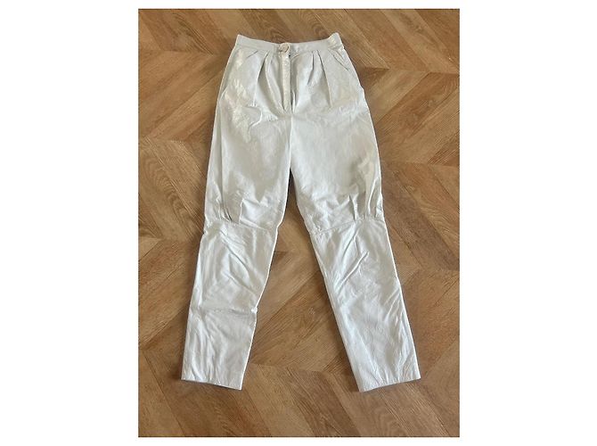 Chanel Leder Karottenhose Ecru Roh - Ansicht 2