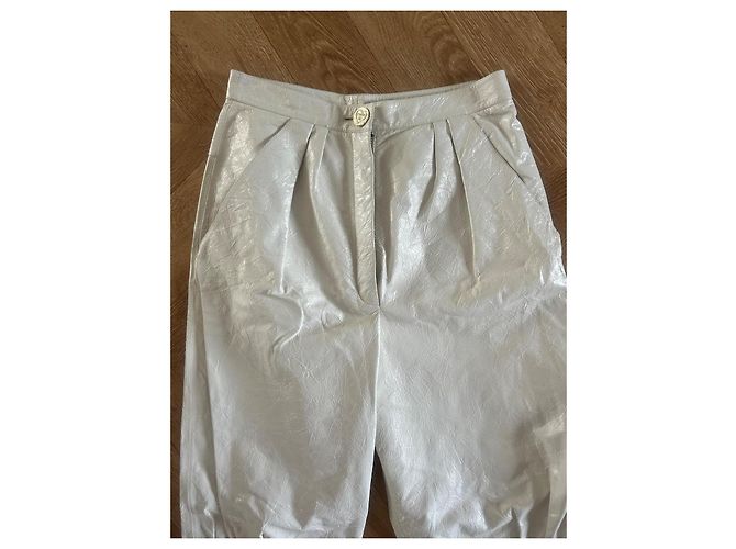 Chanel Leder Karottenhose Ecru Roh - Ansicht 4