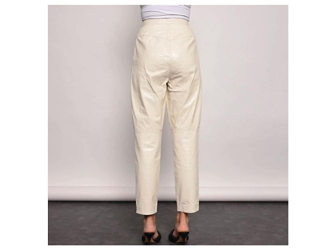 Chanel Leder Karottenhose Ecru Roh - Ansicht 9