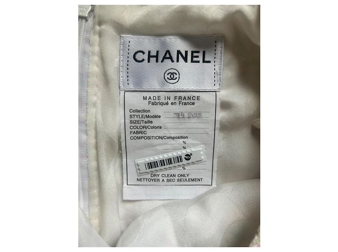 Gonna Chanel in tweed bianco e paillettes multicolori Bianco sporco - vista 6