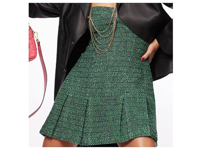 Vestido strapless Chanel de tweed verde - vista 12