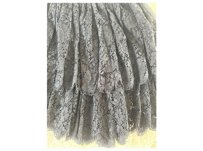 Falda Chanel negra con volantes efecto encaje de algodón Negro - vista 3