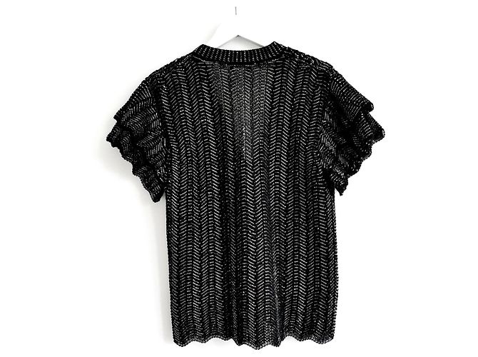 Schwarze und goldene Rüschensleeve-Cardigan von Chanel Frühling 2018 - Ansicht 4
