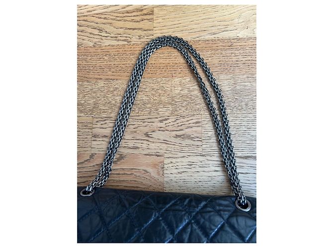 Chanel 2.55 Reedição – Tamanho Grande – Couro Envelhecido Preto & Hardware Prateado - vista 9