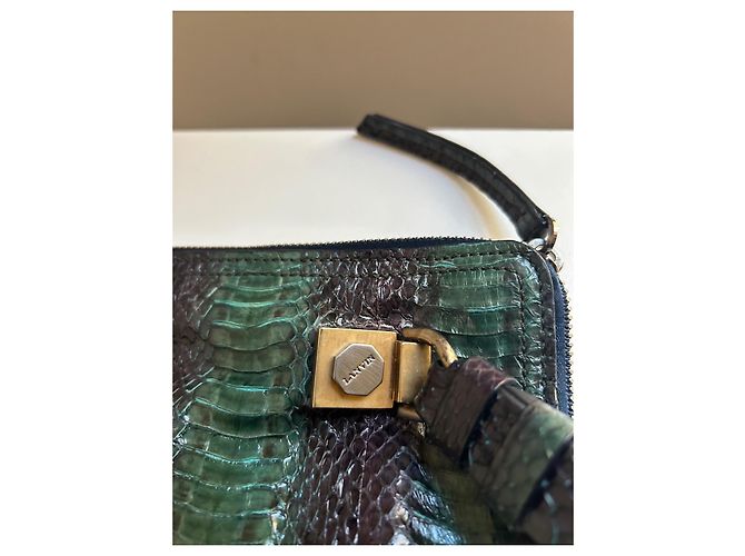 Lanvin Python Leather Clutch Green Dark green - view 3
