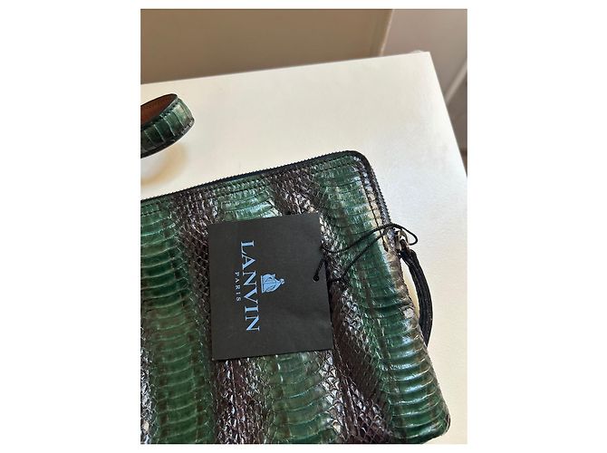 Lanvin Python Leather Clutch Green Dark green - view 5