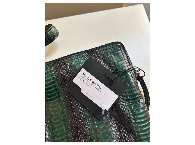 Lanvin Python Leather Clutch Green Dark green - view 6