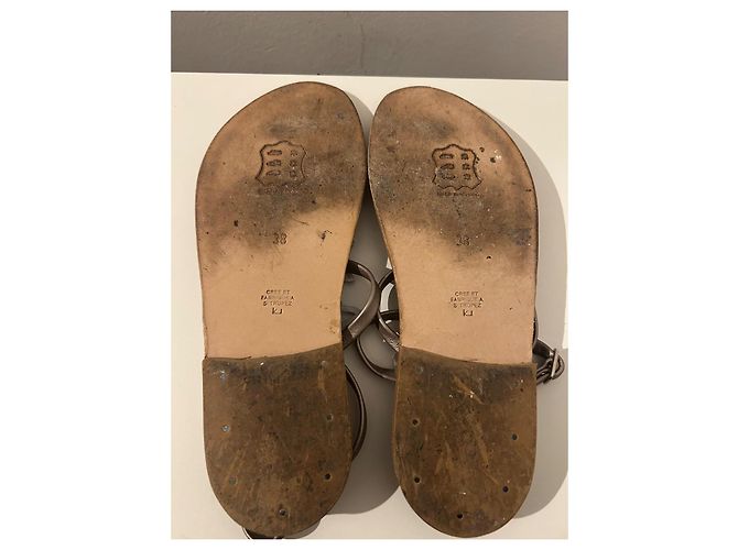 K Jacques Sandalen aus Leder Camel mit grauen Lederblumen Kamel - Ansicht 6
