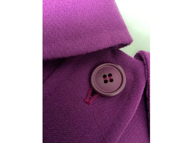 Abrigo Christian Dior de lana morado doble cara con cinturón metálico - vista 4