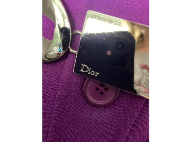 Abrigo Christian Dior de lana morado doble cara con cinturón metálico - vista 5