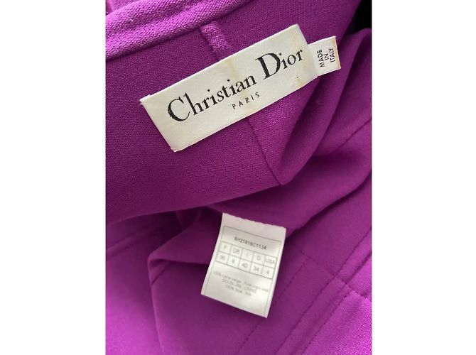 Abrigo Christian Dior de lana morado doble cara con cinturón metálico - vista 6