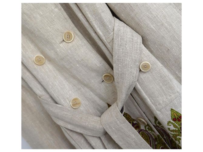 Abrigo trench de lino con estampado paisley Etro Beige - vista 4