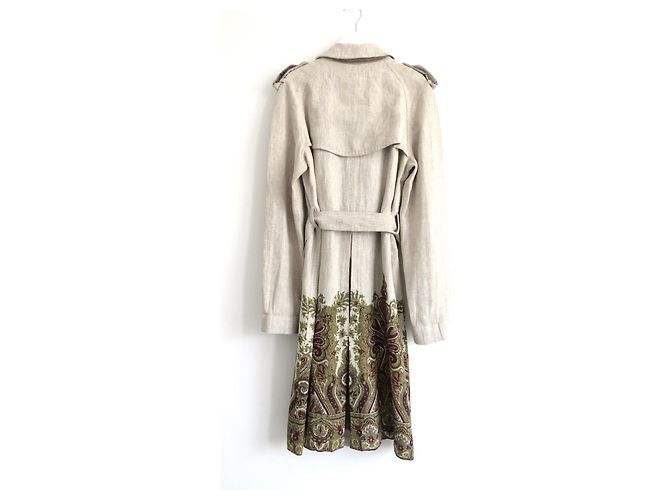 Abrigo trench de lino con estampado paisley Etro Beige - vista 6