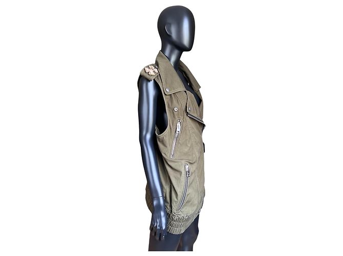 Chaleco oversized adornado Coach Crystal Khaki de algodón Caqui - vista 2