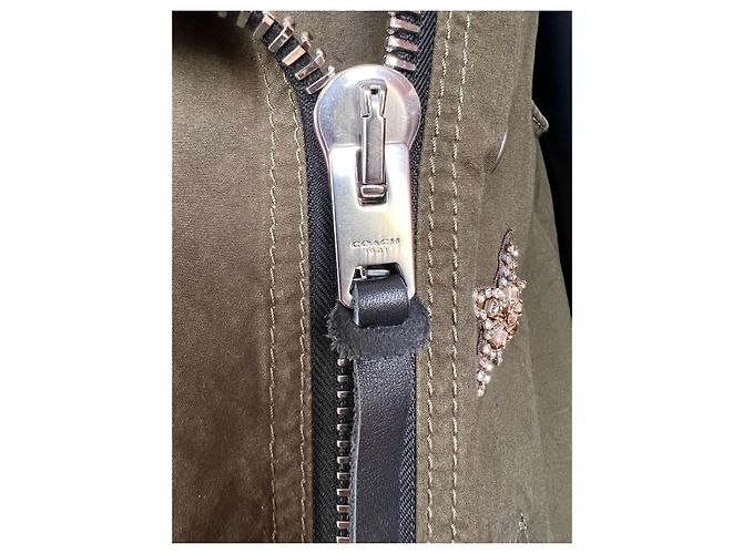 Chaleco oversized adornado Coach Crystal Khaki de algodón Caqui - vista 5