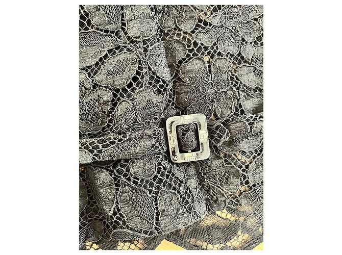 Conjunto de Top y Falda Chanel de Encaje y Botones de Strass Negro - vista 7