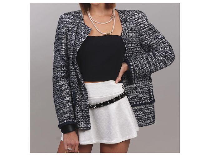 Falda Chanel Blanca de Viscosa Monogramada Blanco - vista 10