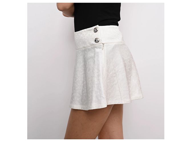 Falda Chanel Blanca de Viscosa Monogramada Blanco - vista 11