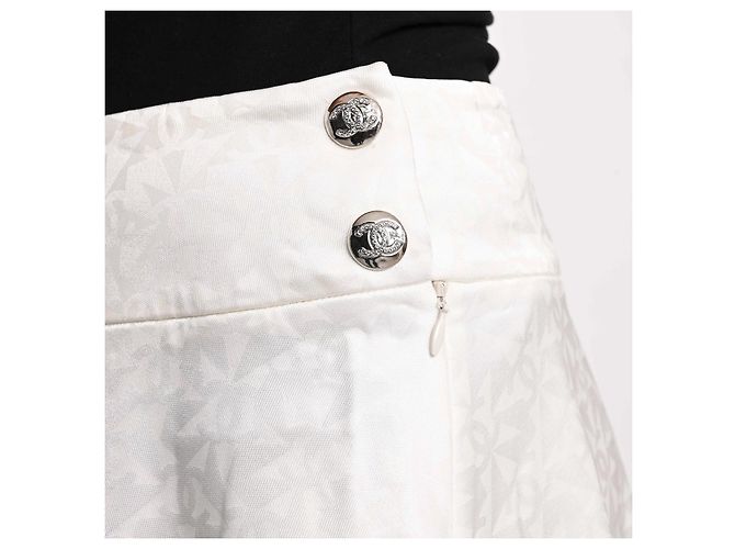 Falda Chanel Blanca de Viscosa Monogramada Blanco - vista 12