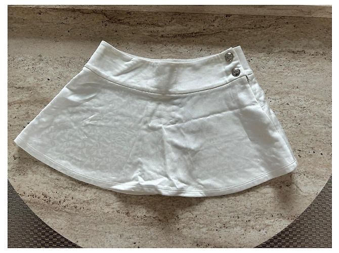 Falda Chanel Blanca de Viscosa Monogramada Blanco - vista 2