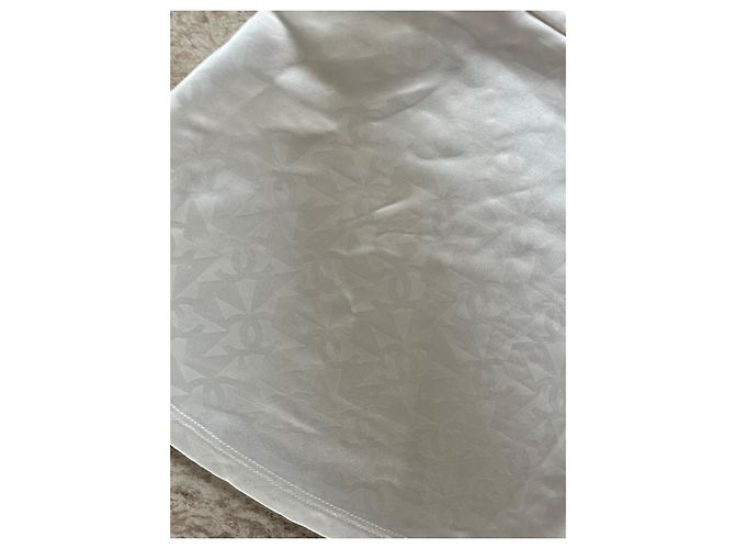 Falda Chanel Blanca de Viscosa Monogramada Blanco - vista 3