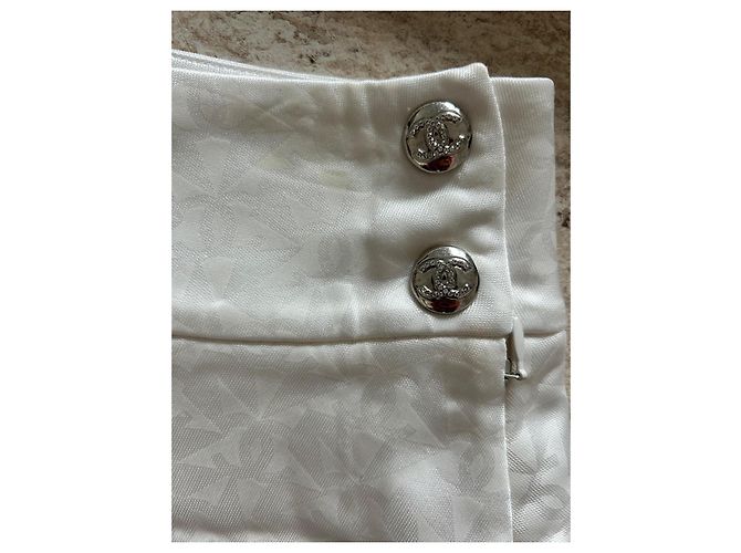 Falda Chanel Blanca de Viscosa Monogramada Blanco - vista 4