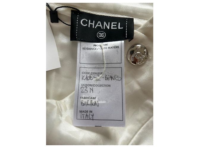Falda Chanel Blanca de Viscosa Monogramada Blanco - vista 5