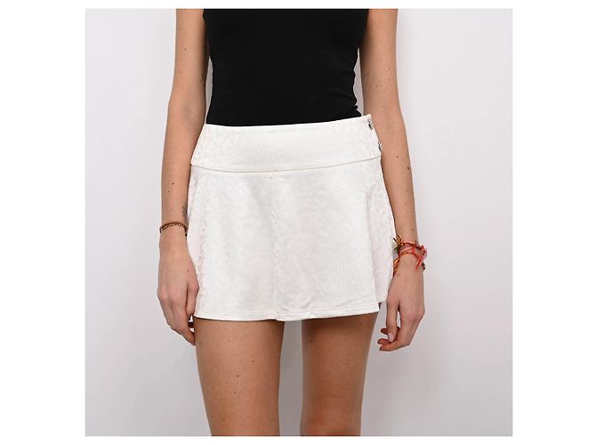 Falda Chanel Blanca de Viscosa Monogramada Blanco - vista 7