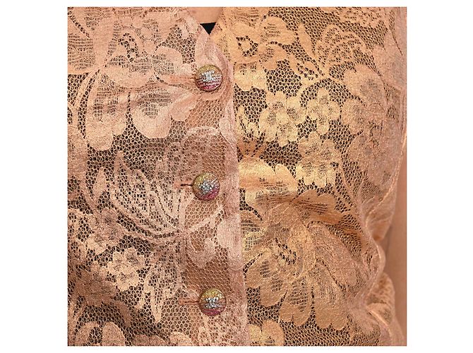 Chaleco de Traje Chanel Encaje Strass Dorado Naranja Cobre - vista 12