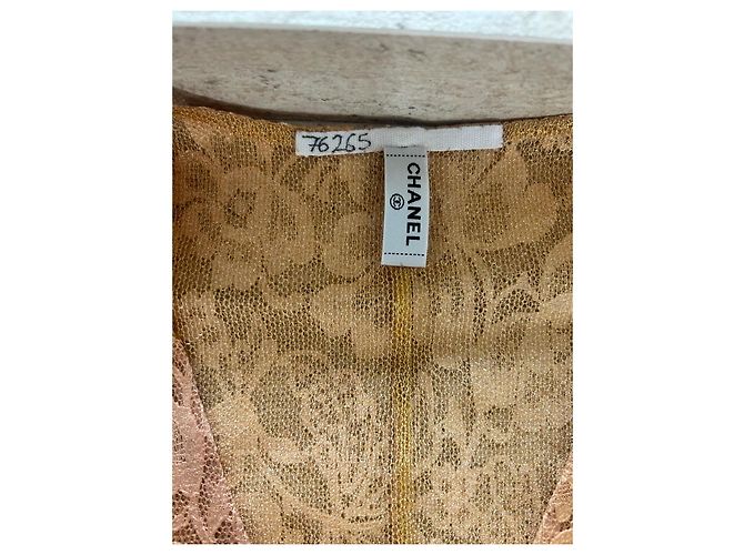 Chaleco de Traje Chanel Encaje Strass Dorado Naranja Cobre - vista 6