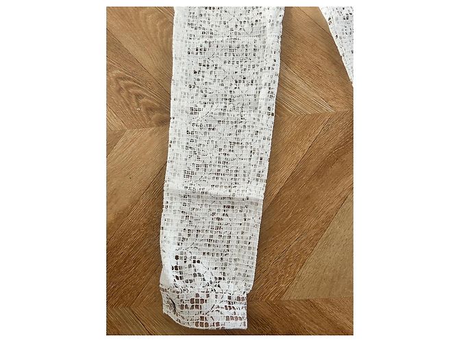 Calça Chanel branca de viscose e renda Branco - vista 2
