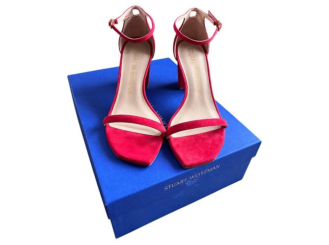 Sandali Stuart Weitzman in scamosciato rosa - vista 3