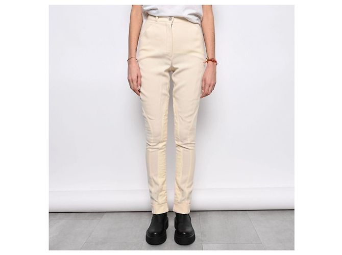 Pantalones Chanel beige estilo ecuestre - vista 9
