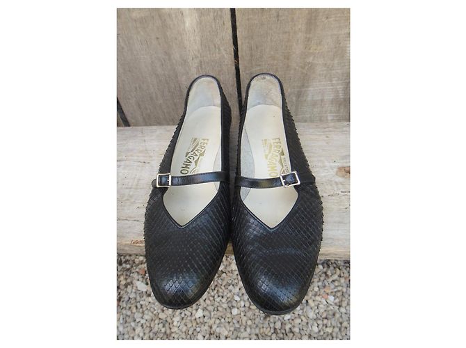 Salvatore Ferragamo Ballerinas aus Python Schwarz - Ansicht 4