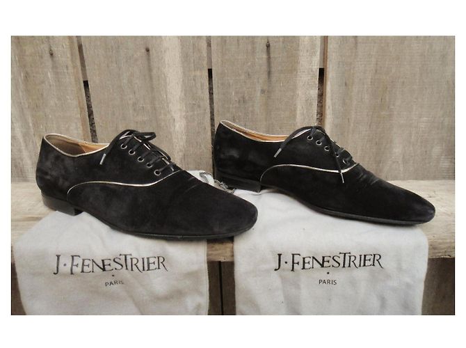 Joseph Fenestrier Richelieu in suede nero - vista 8
