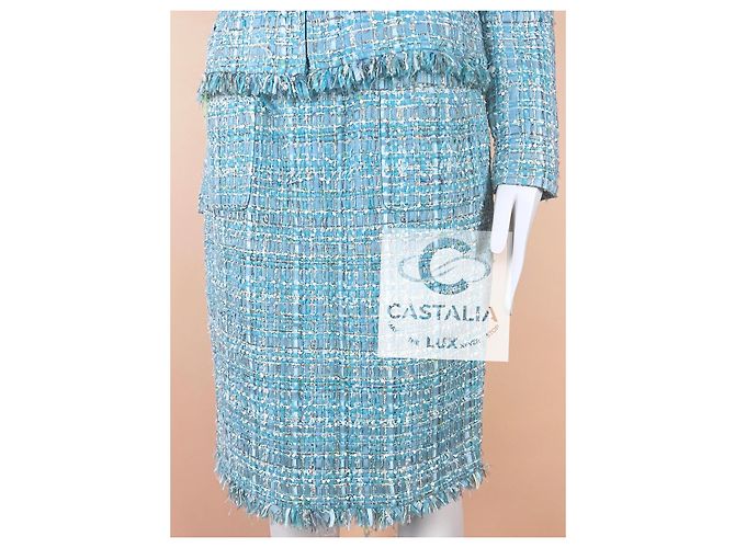 Chanel Conjunto de tweed turquesa con cinta de 15K$ talla 40 FR - vista 12
