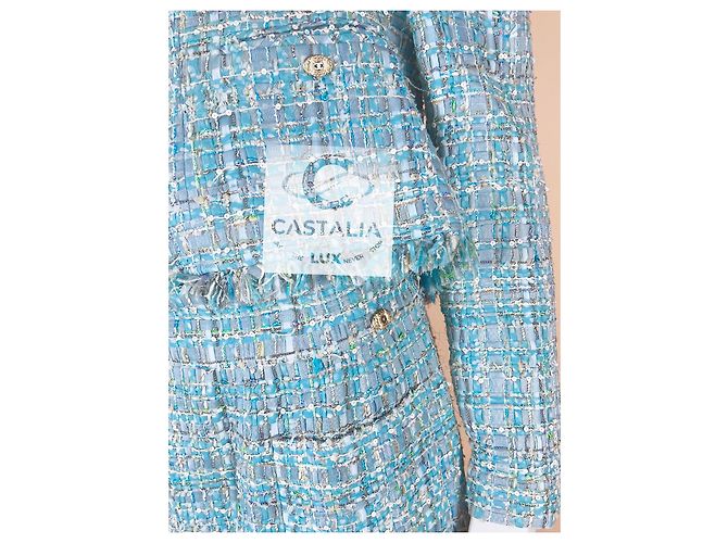 Chanel Conjunto de tweed turquesa con cinta de 15K$ talla 40 FR - vista 5