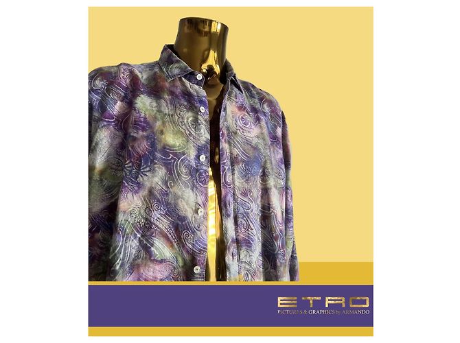 ETRO Bluse aus Kaschmir mit floralem Muster Dunkelviolett - Ansicht 7