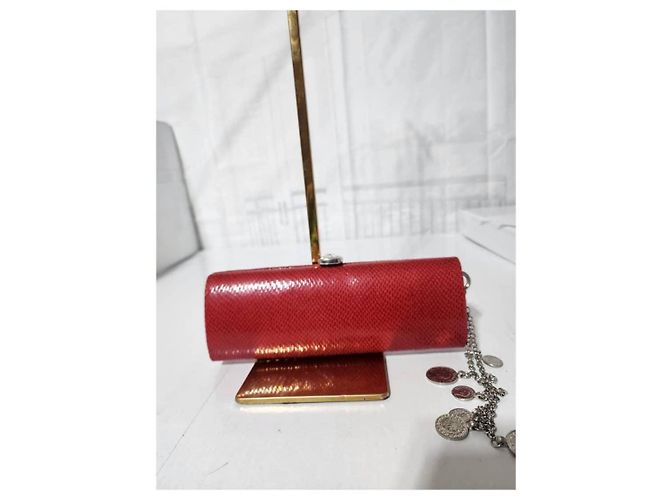 Clutch de cuero de cocodrilo Moschino rojo Roja - vista 3