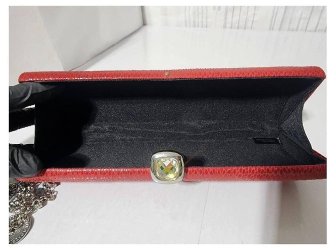 Clutch de cuero de cocodrilo Moschino rojo Roja - vista 5