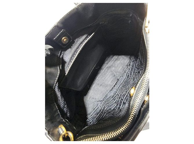 PRADA Borsa Tote Media a Doppia Cerniera in Pelle Saffiano Nera Nero - vista 11