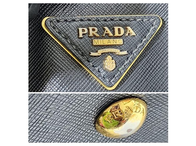 PRADA Borsa Tote Media a Doppia Cerniera in Pelle Saffiano Nera Nero - vista 7