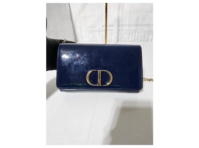 Borsa a tracolla Montaigne in pelle verniciata blu CHRISTIAN DIOR - vista 10