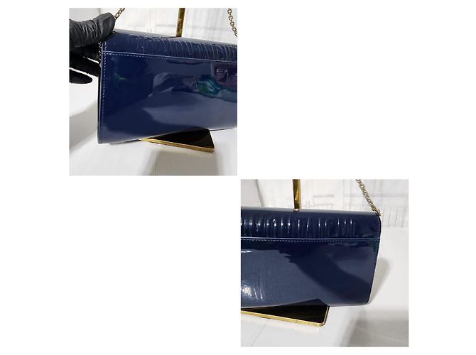 Borsa a tracolla Montaigne in pelle verniciata blu CHRISTIAN DIOR - vista 11