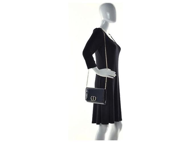 Borsa a tracolla Montaigne in pelle verniciata blu CHRISTIAN DIOR - vista 3