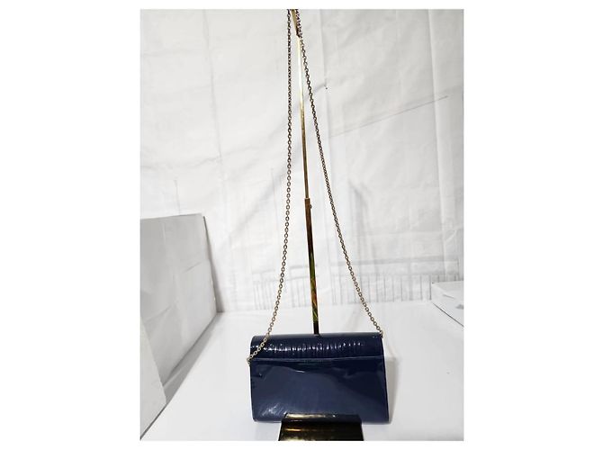 Borsa a tracolla Montaigne in pelle verniciata blu CHRISTIAN DIOR - vista 4