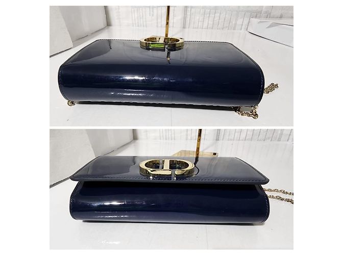 Borsa a tracolla Montaigne in pelle verniciata blu CHRISTIAN DIOR - vista 6